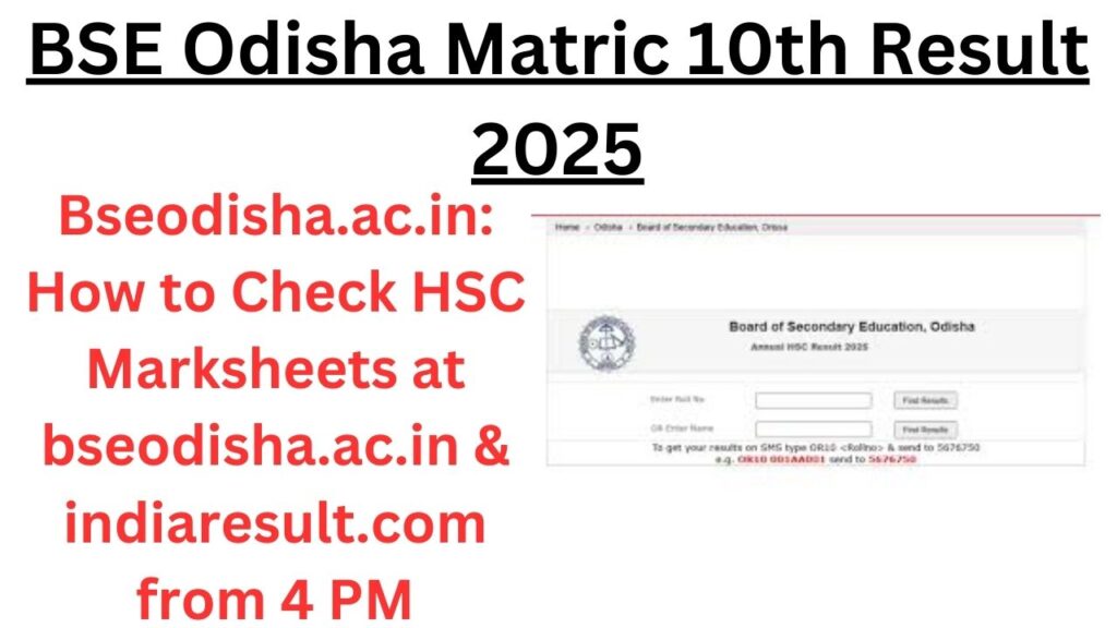BSE Odisha Matric 10th Result 2025