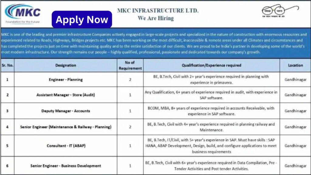 MKC Infrastructure Careers 2025