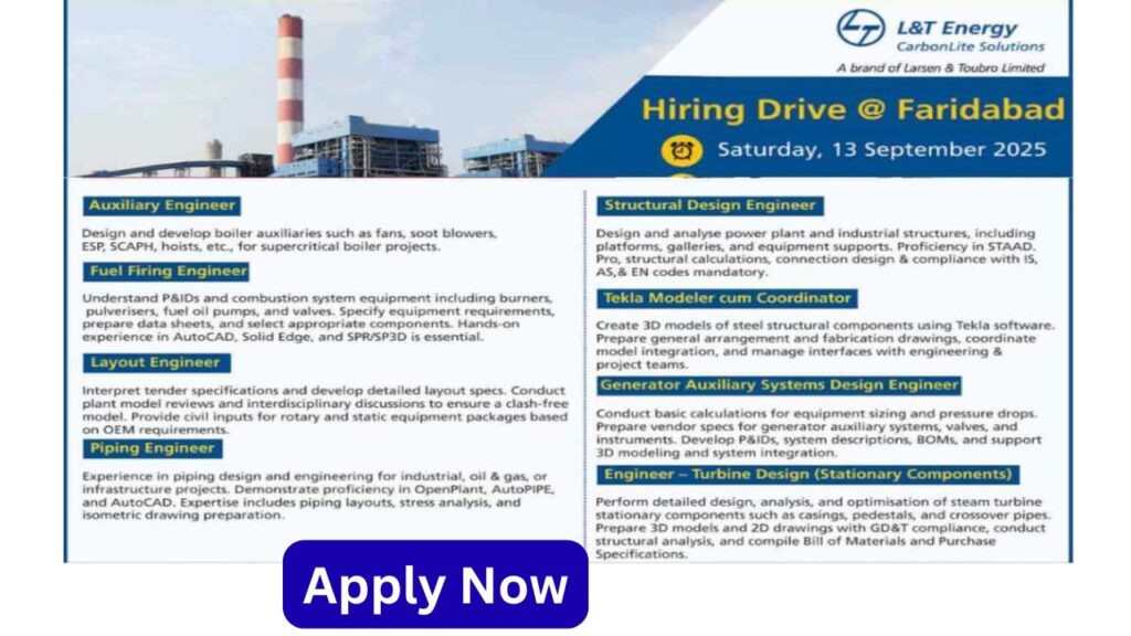 L&T Faridabad Walk-In Drive 2025
