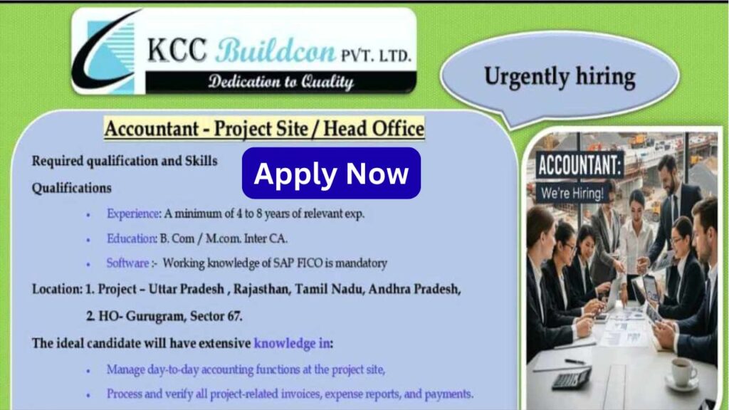 KCC Buildcon Pvt Ltd Recruitment 2025