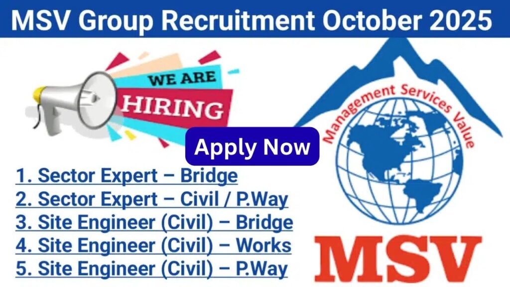 MSV Group Recruitment October 2025