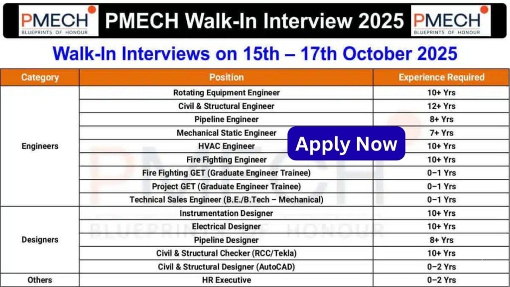 PMECH Walk In Interview 2025
